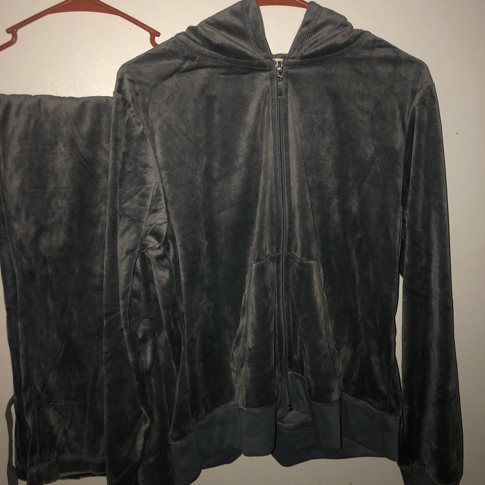 Grey velvet track Suit